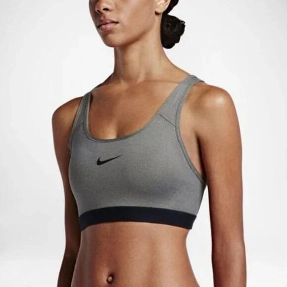 Nike Pro Classic Gray Black Dri-Fit Racerback Sports Bra Women's Size XS - Picture 1 of 5